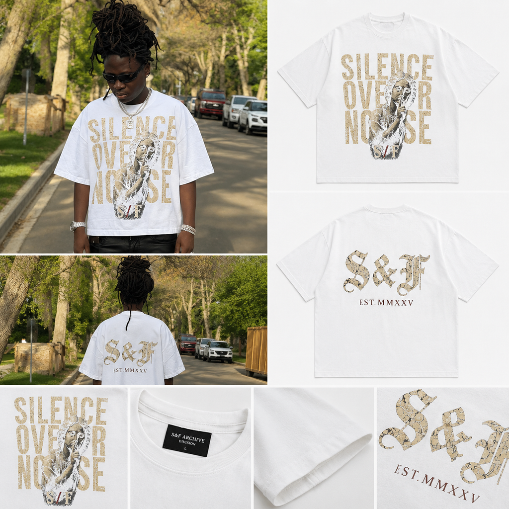 S&F Silence Over Noise Tee - White